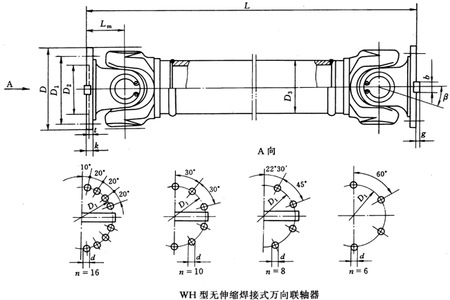WH型無伸縮焊接式萬向聯(lián)軸器(JB/T5513-91)