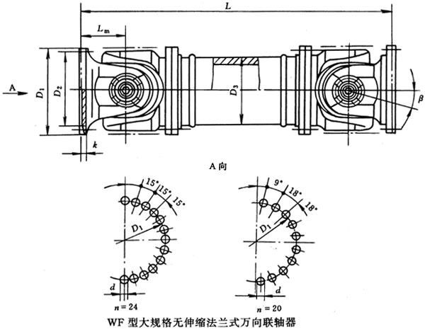 WF型大規(guī)格無伸縮法蘭式萬向聯(lián)軸器(JB/T5513-91)