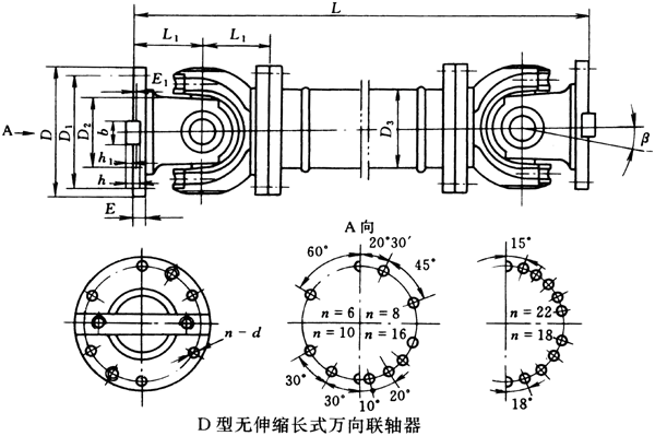 D型無(wú)伸縮長(zhǎng)式萬(wàn)向聯(lián)軸器(JB/T3241-91)