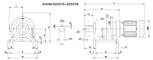 ADC系列擺線減速機(jī)尺寸圖表AHHM-9235~9255TB