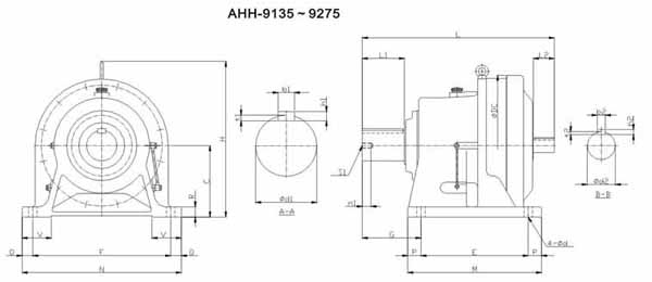 ADC系列擺線減速機(jī)尺寸圖表AHH-9135~9275